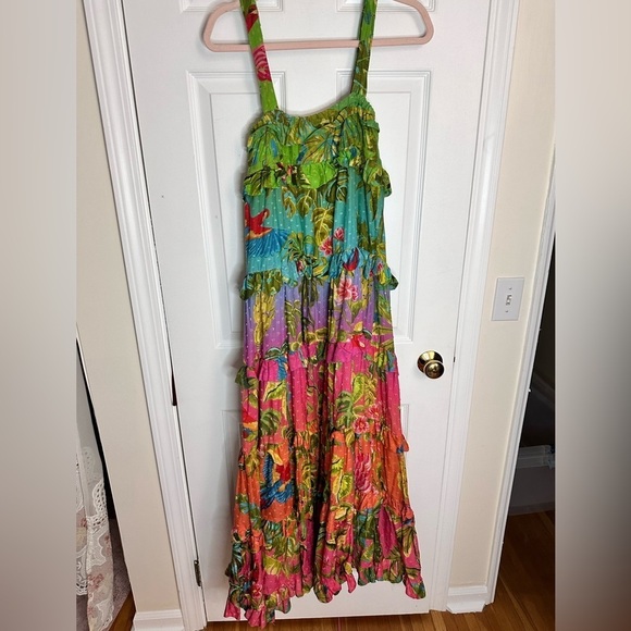 Farm Rio Amazonian ombré tiered maxi dress medium - Picture 3 of 5